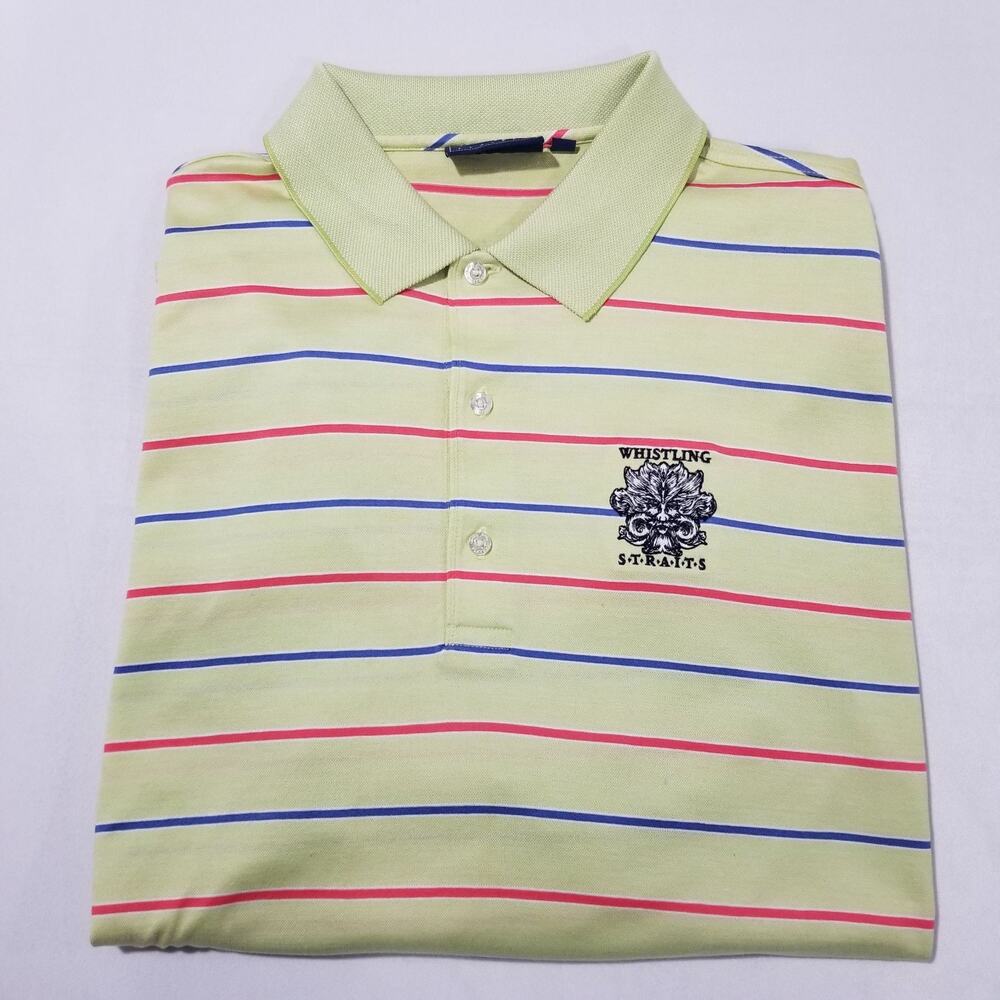 Bobby Jones Golf Polo Mens XL Shirt Striped Whistling Straits PGA Ryder Cup
